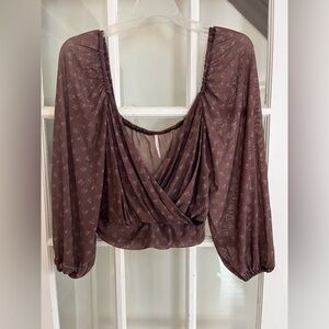 Free People brown floral crop